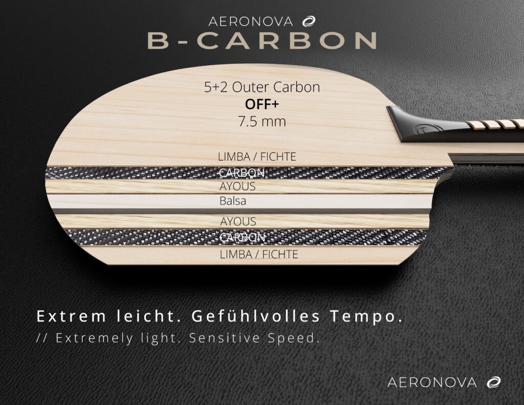 Carbon Tischtennis Holz Aeronova B-CARBON Ultra leichtes Carbon Tischtennis Holz OFF Balsa Kern