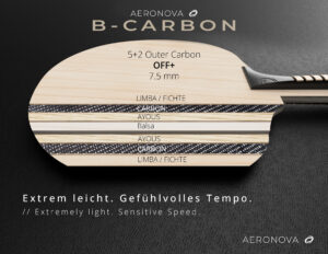 Carbon Tischtennis Holz Aeronova B-CARBON Ultra leichtes Carbon Tischtennis Holz OFF Balsa Kern