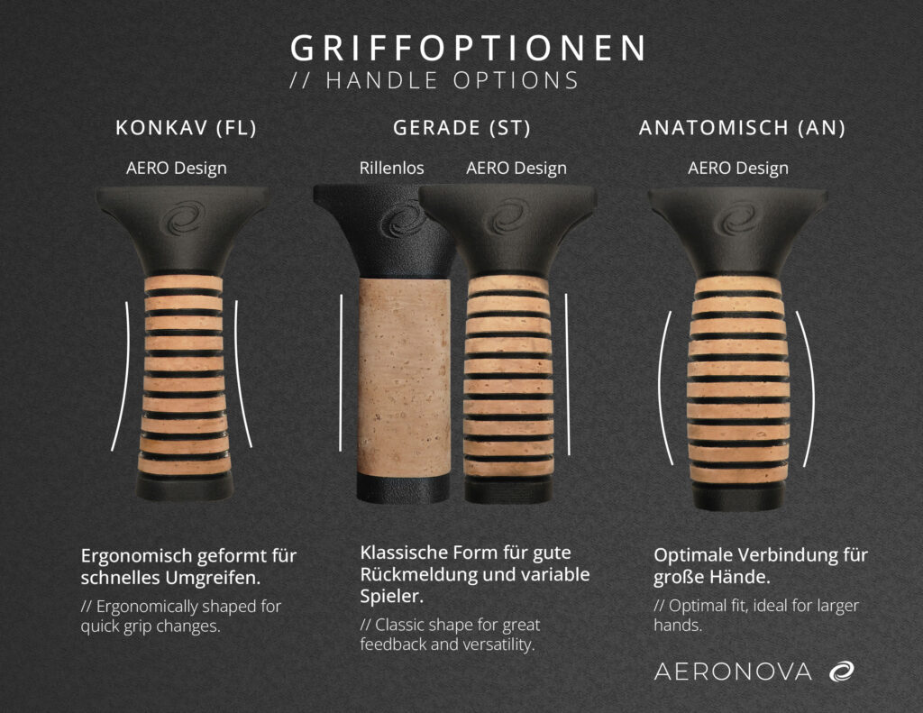 Griffvarianten für Tischtennis Hölzer (FL, ST, AN)