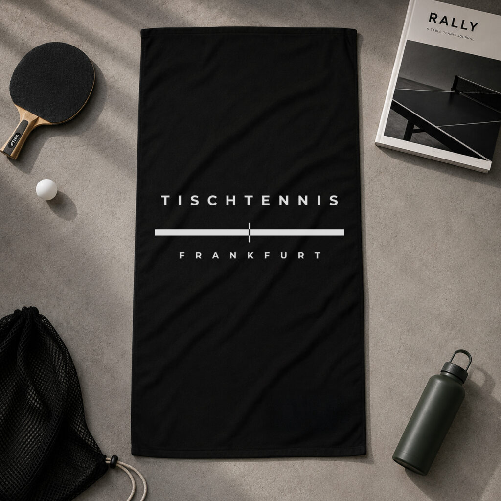 Tischtennis Handtuch Frankfurt Netline Club Edition schwarz mit weißer Schrift