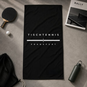 Tischtennis Handtuch Frankfurt Netline Club Edition schwarz mit weißer Schrift