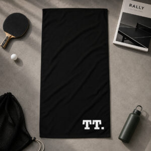 Tischtennis Handtuch TT. by AERONOVA schwarz mit weißem Logo