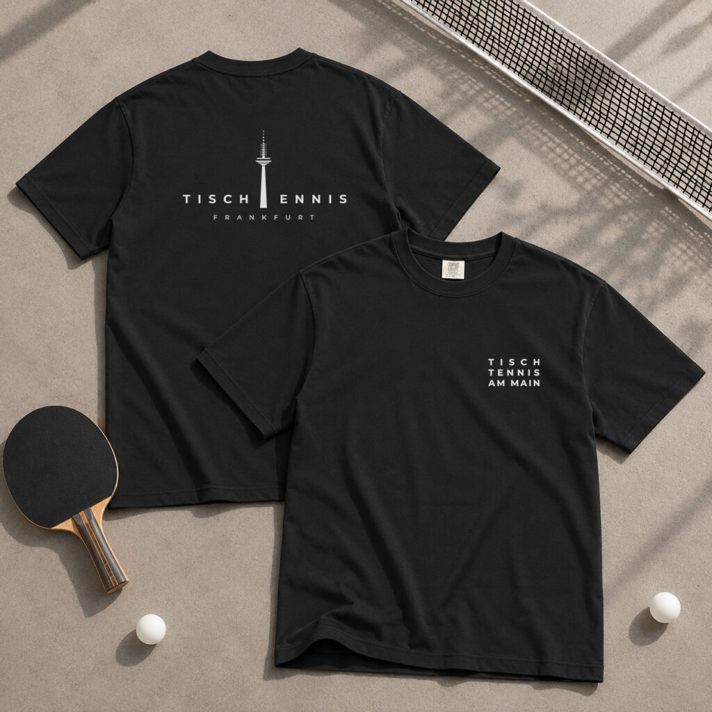 Tischtennis Frankfurt T-Shirt | Heavyweight Club Edition Schwarz mit weißer Schrift