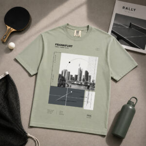 Tischtennis Shirt Frankfurt. Lifestyle Skyline Motiv.